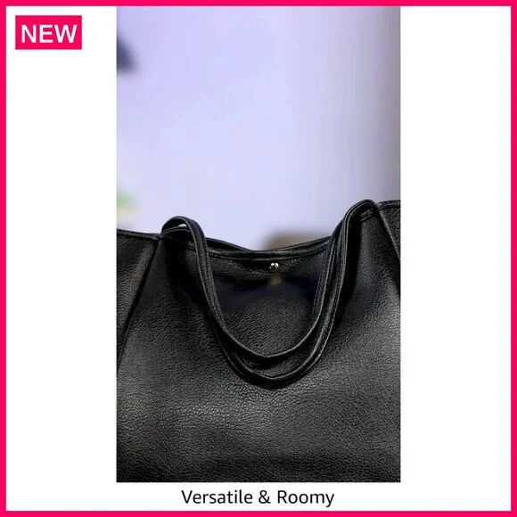 Oversized PU Leather Tote Weekender Bag Travel Purse Shopper Handbag - Picture 7 of 7